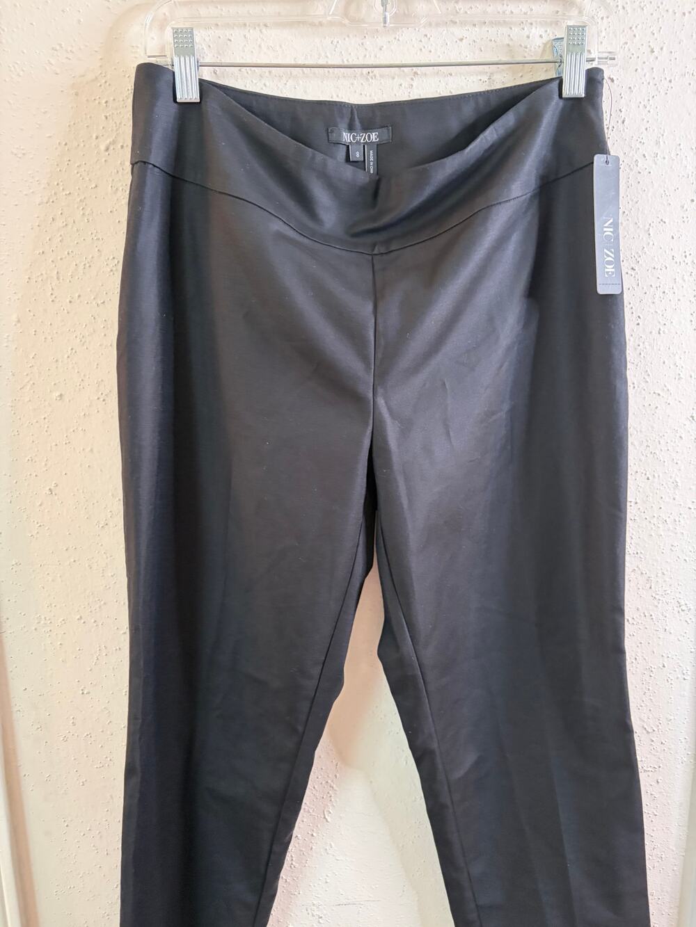 NWT NIC+ZOE Black Slack Straight Leg Sz 8